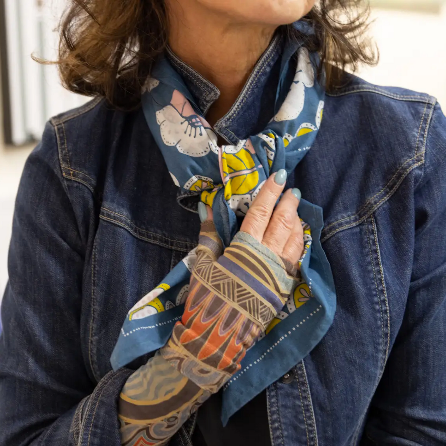 Evangeline Illustrated Scarf - Large Square