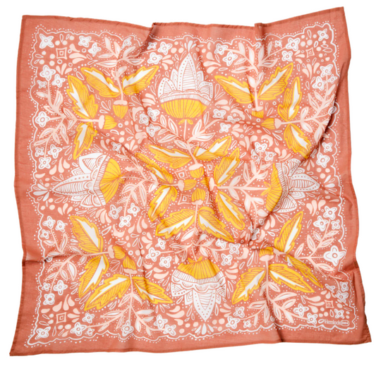 Amelia Illustrated Scarf - Large Square