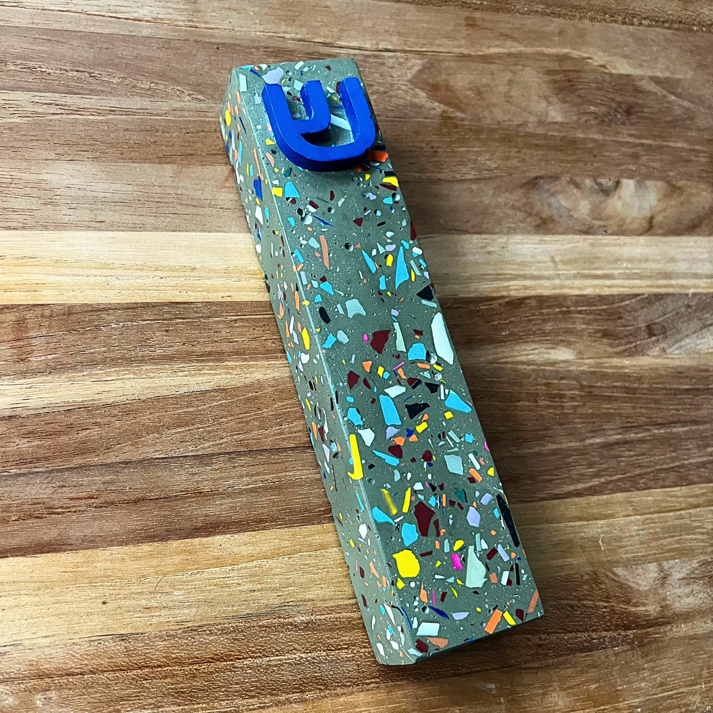Mezuzah Case - Olive & Multicolor Terrazzo