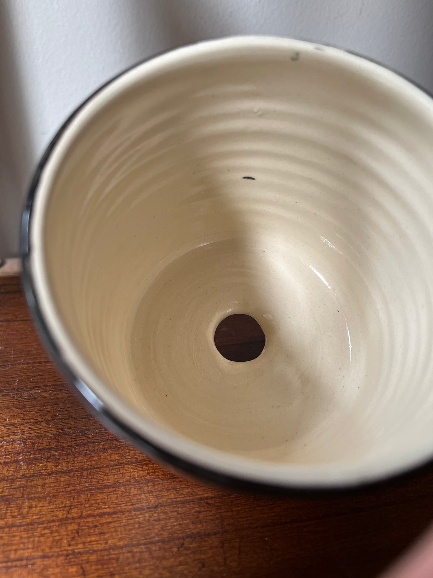 Hand Carved Ceramic Planter - Black