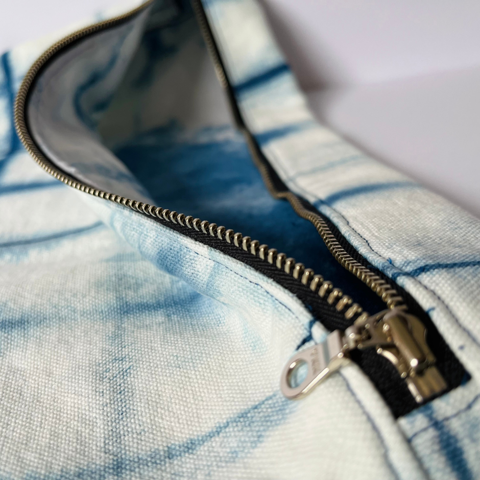 Laptop Bag - Shibori Dyed Indigo - Grid