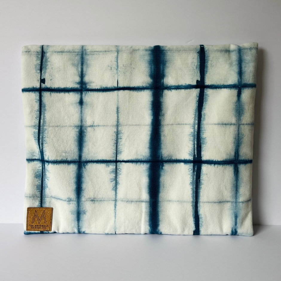 Laptop Bag - Shibori Dyed Indigo - Grid