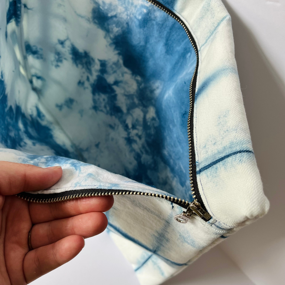 Laptop Bag - Shibori Dyed Indigo - Grid