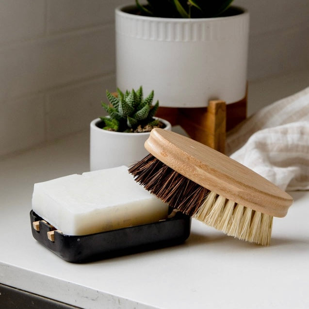 Black Bamboo Grid Soap Dish - Biodegradable