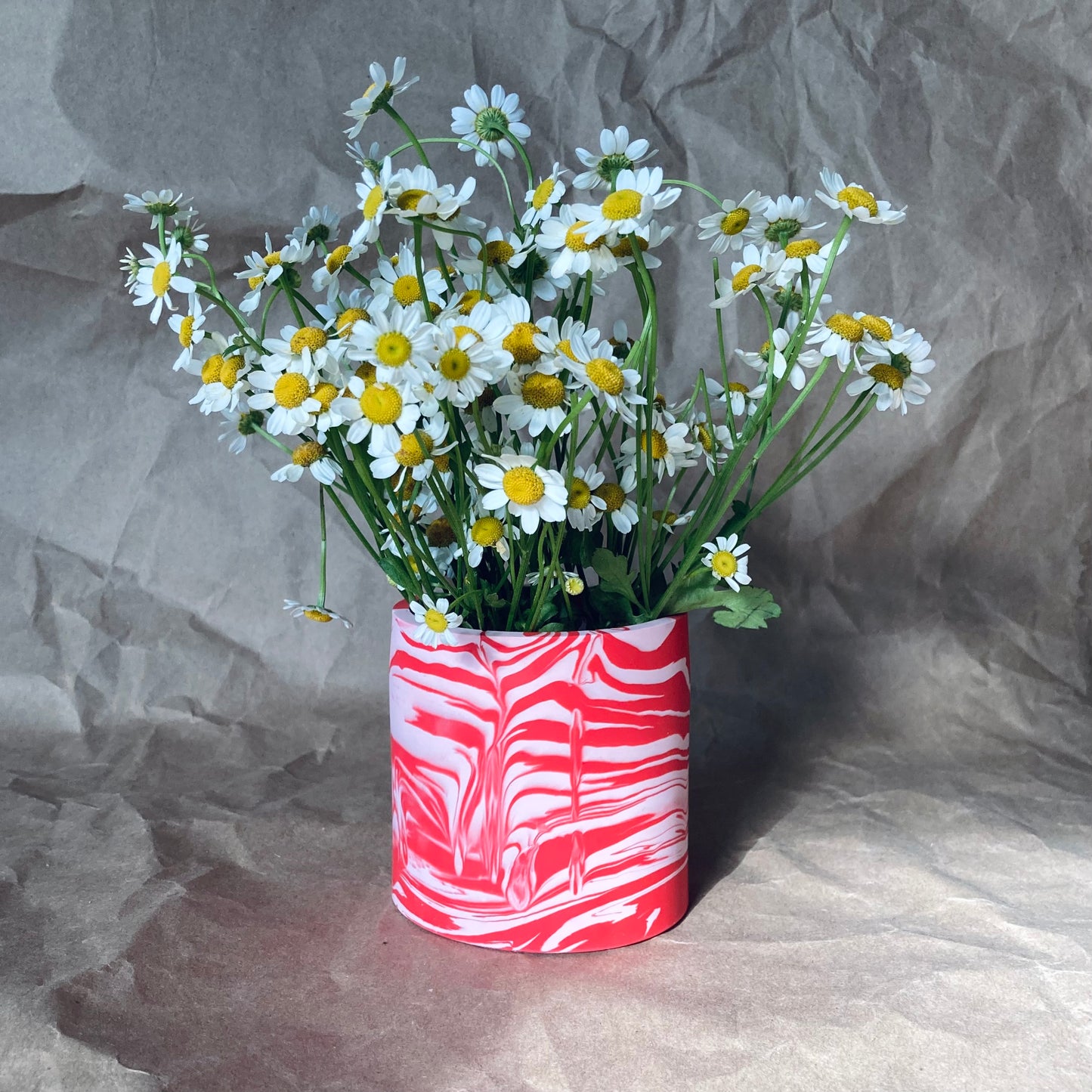 Marble Planter/Storage Vessel - Red + Pink