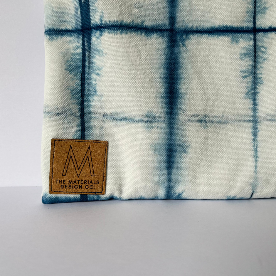 Laptop Bag - Shibori Dyed Indigo - Grid