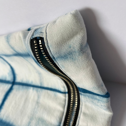 Laptop Bag - Shibori Dyed Indigo - Grid