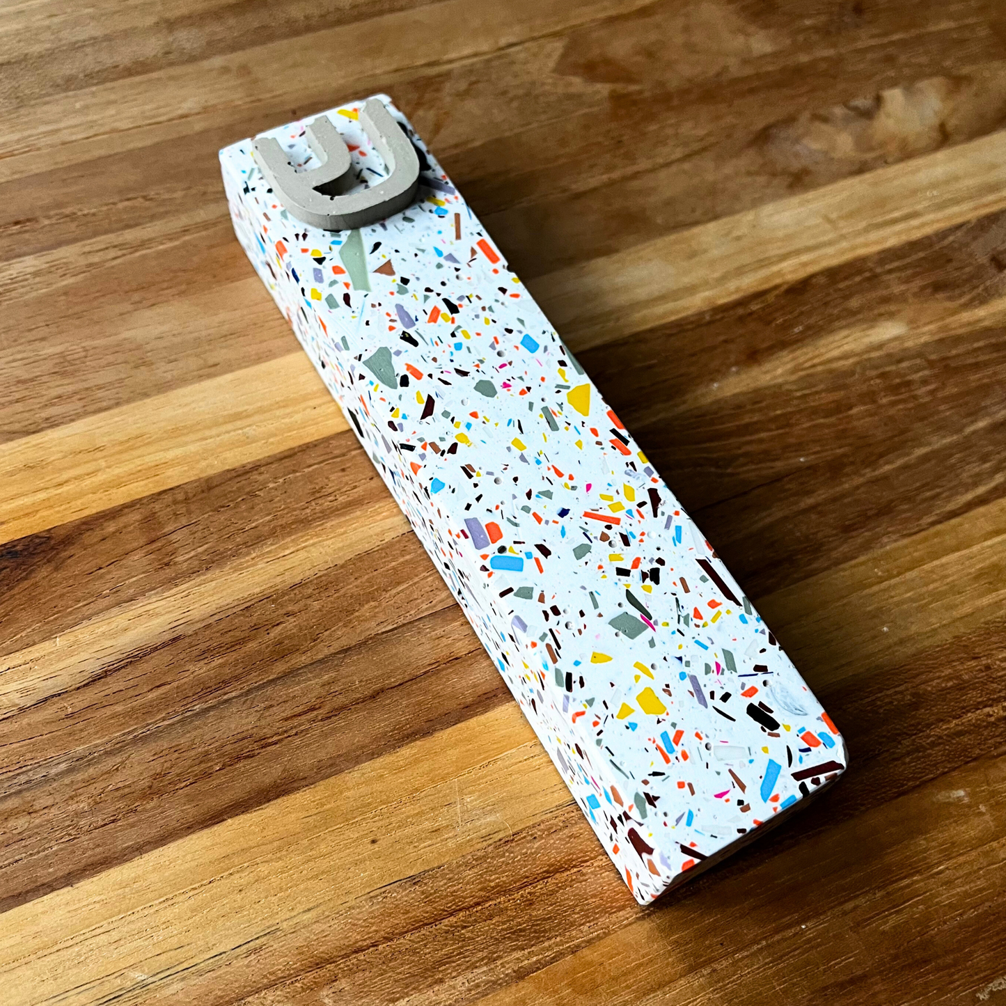 Mezuzah Case - White & Multicolor Terrazzo