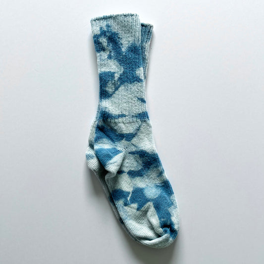 Hand Dyed Cotton Socks - Indigo Shibori