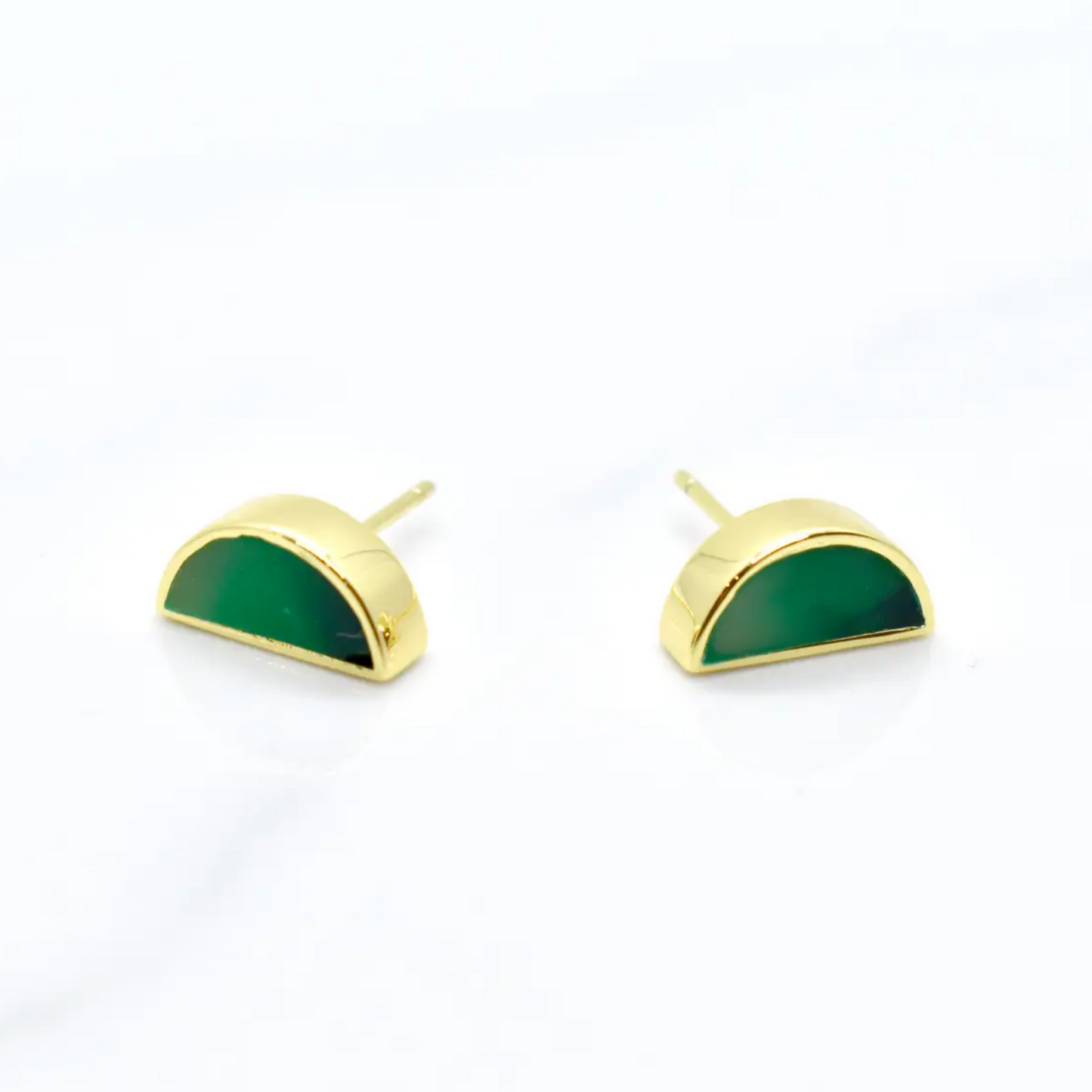 Emerald Clay Moon Stud Earrings