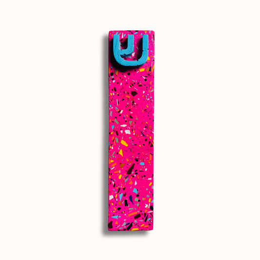 Mezuzah Case - Hot Pink & Multicolor Terrazzo