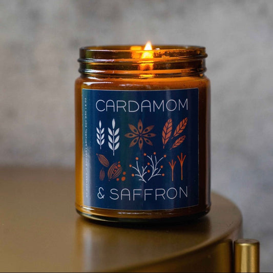 Cardamom and Saffron Soy Candle - Amber Jar