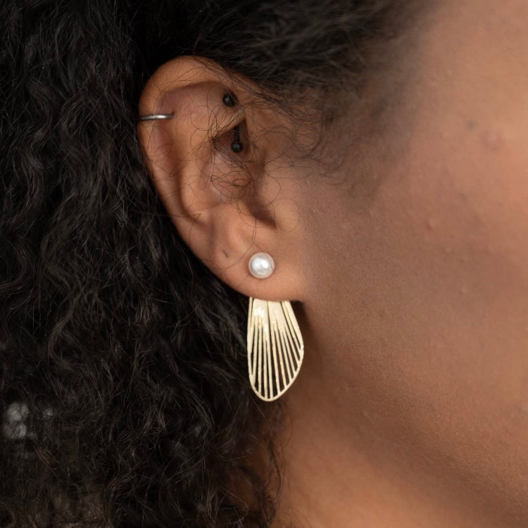 Wing Ear Jackets - Earrings - Gold