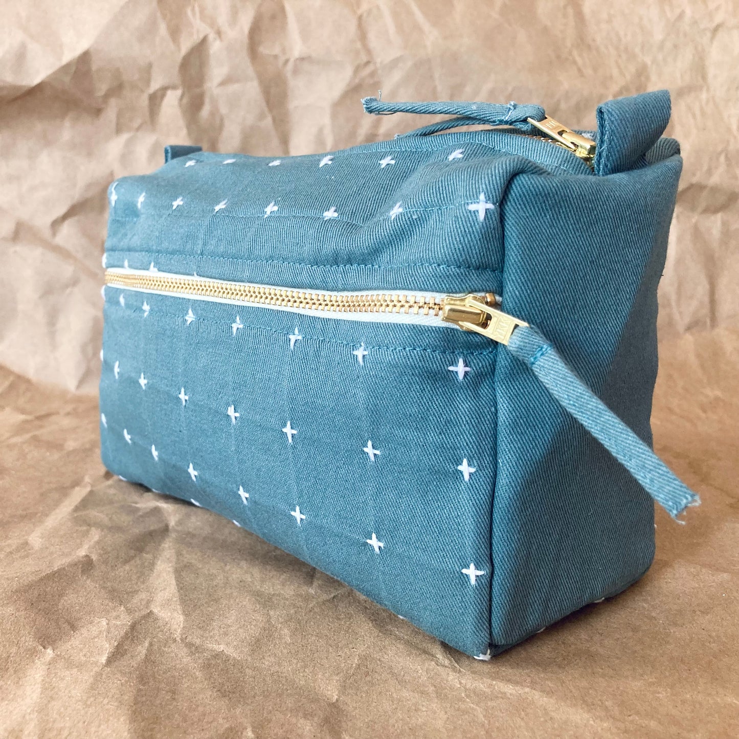 Small Cross-Stitch Toiletry Bag - Spruce