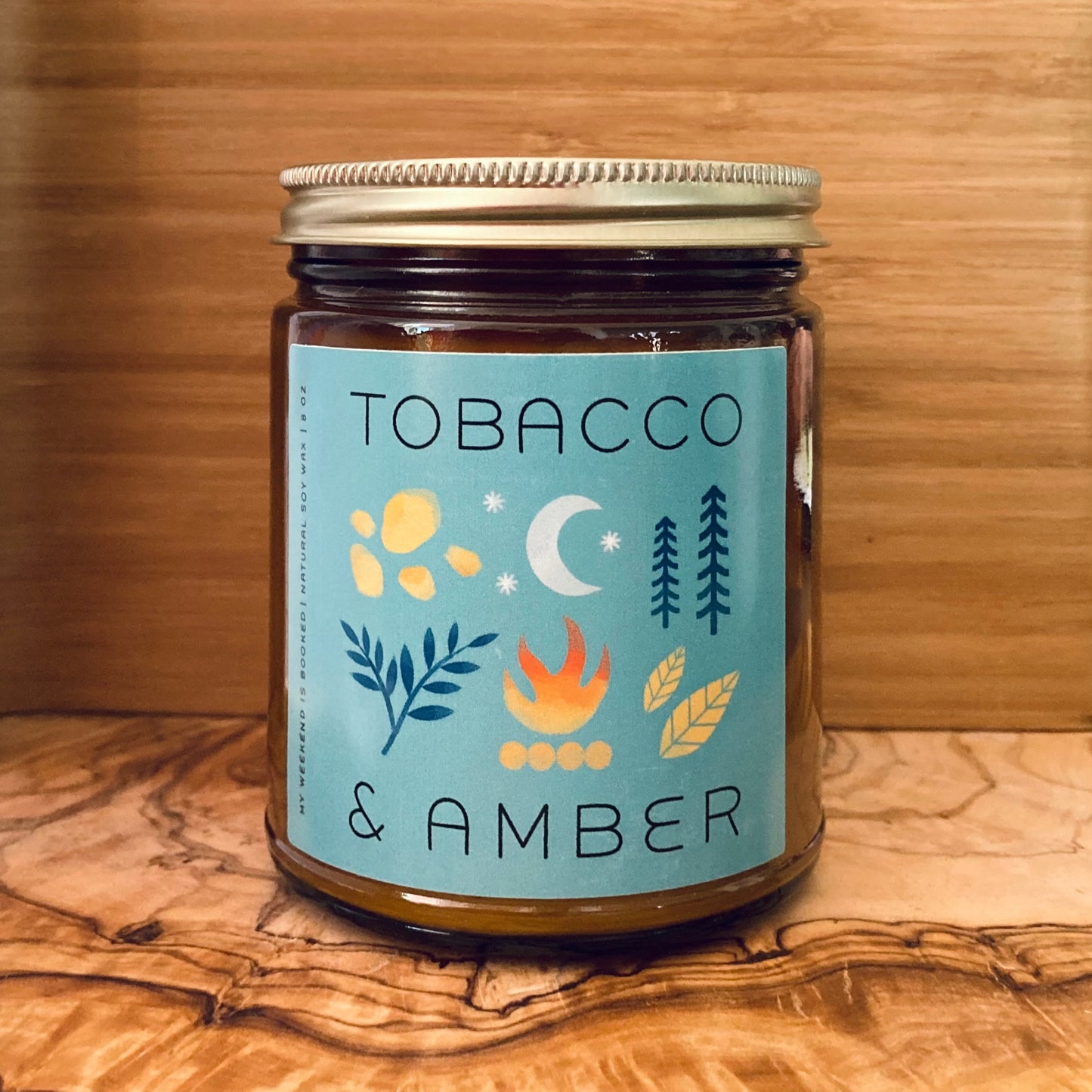 Tobacco and Amber Soy Candle - Amber Jar
